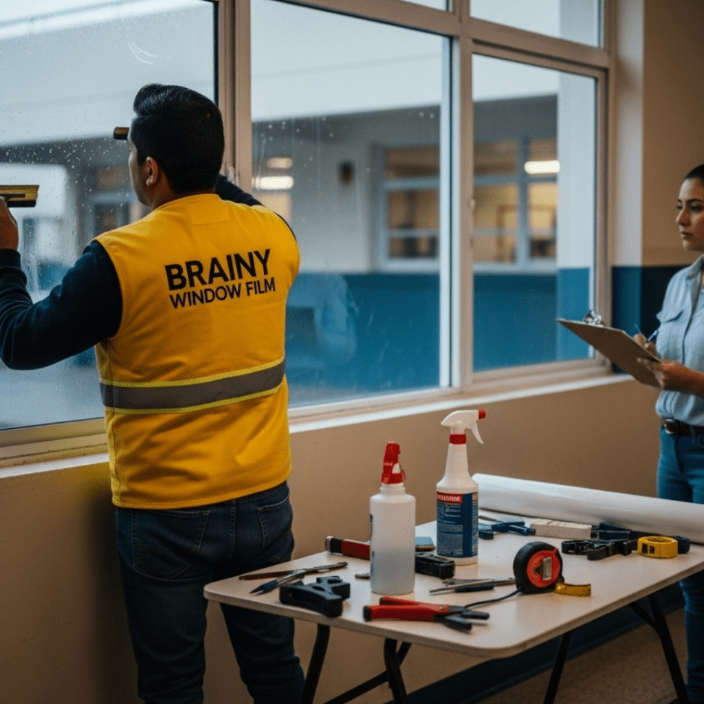 Instalación de película de seguridad para ventanas