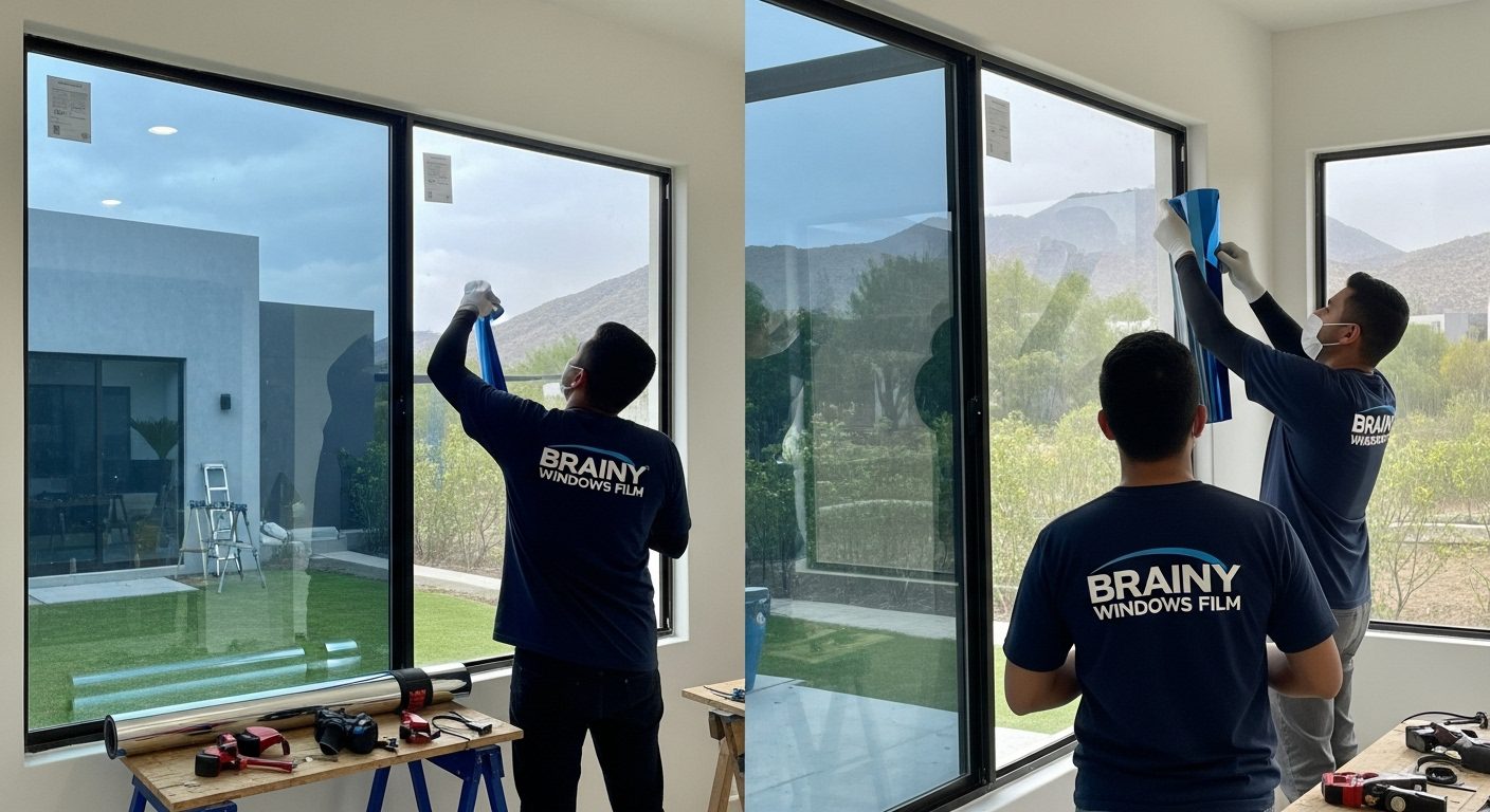 Polarizado espejo 4 Película espejo azul para vidrios en proyectos modernos