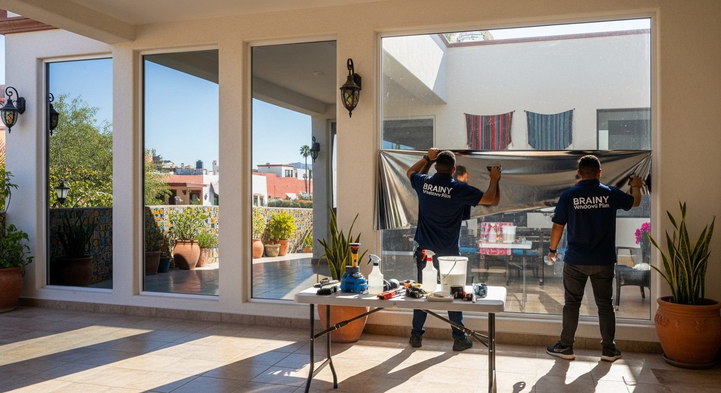 Polarizado espejo 5 Casa con polarizado espejo en ventanas para privacidad diurna