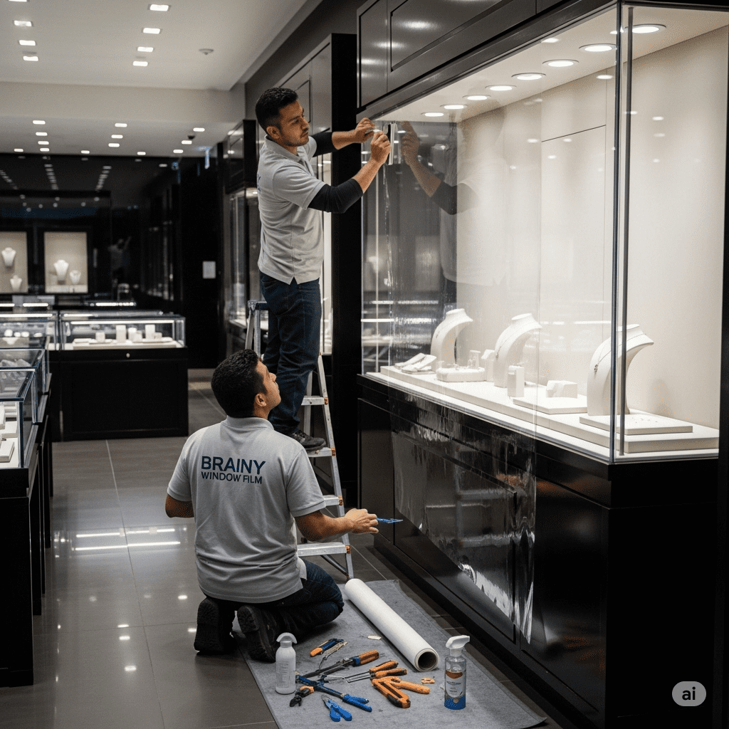 Instalación de película de seguridad para vidiros.