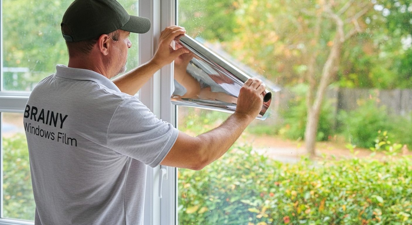 Vidrio roto contenido por película antiestallante en una estación de tren.