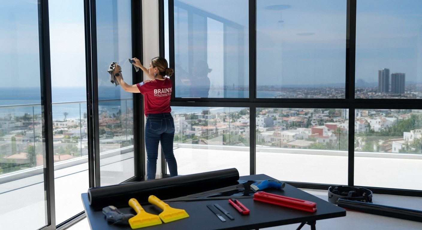 Fachada de hotel en México con película antiestallante 3M transparente instalada