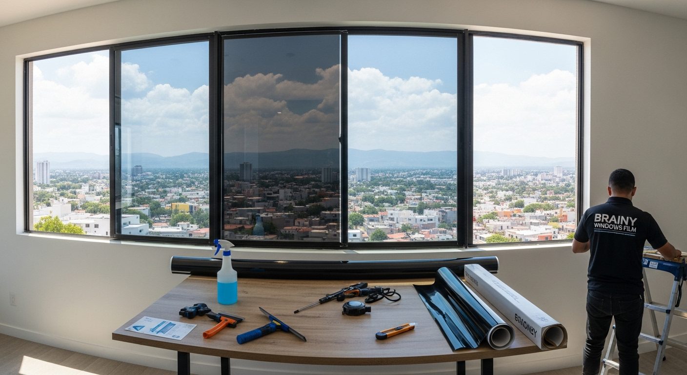 Edificio de oficinas en CDMX con fachada de vidrio polarizado tipo espejo.