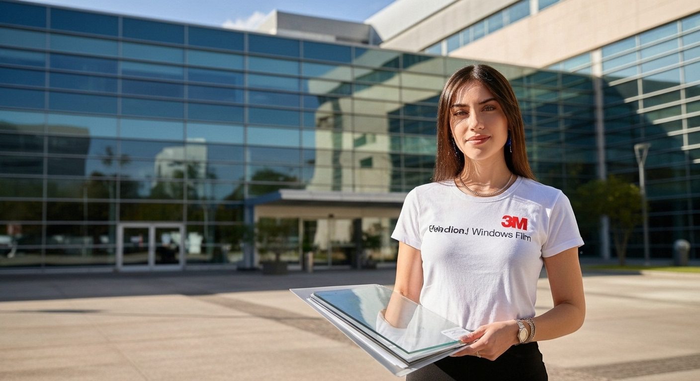 Interior de sala moderna con vista clara al exterior gracias al polarizado nanocerámico 3M inteligente que bloquea el calor invisible.