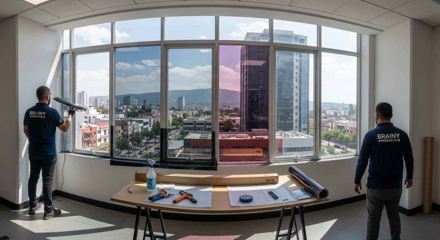 Familia protegida de los rayos UV dentro de su hogar gracias a la película de control solar.