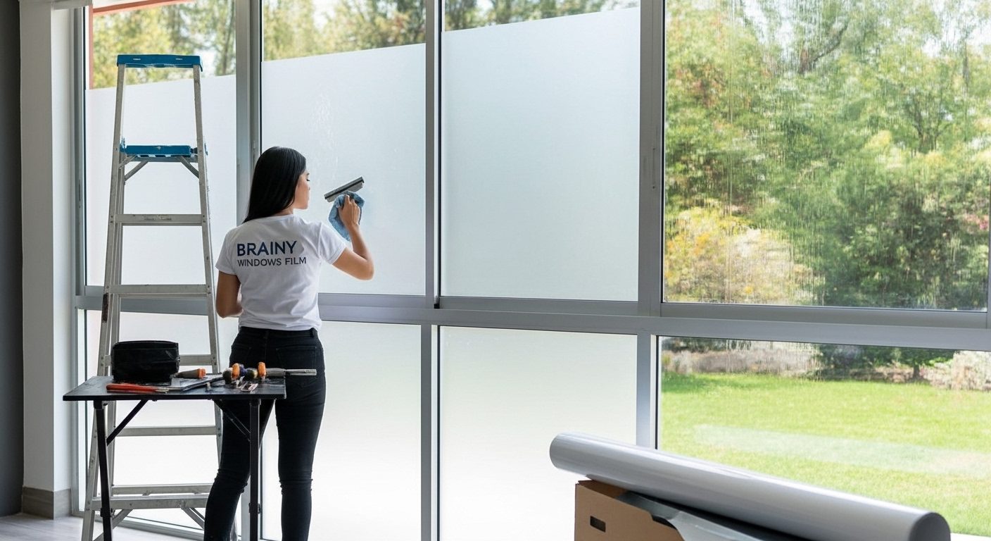 Ventana con película tipo espejo para ventanas que da privacidad.