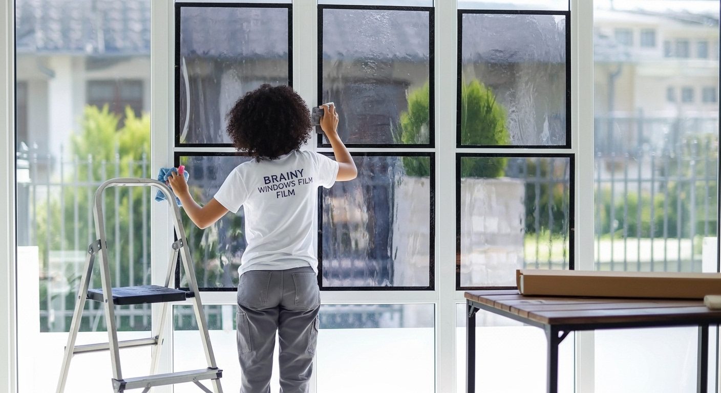 Ventana de casa de campo reforzada con película de seguridad antiasalto 3M.