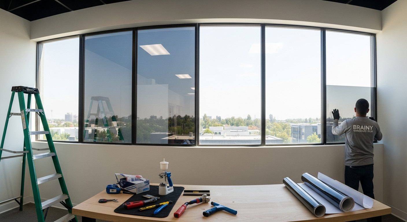 Película de seguridad 3M instalada en el lobby de un hotel de lujo.